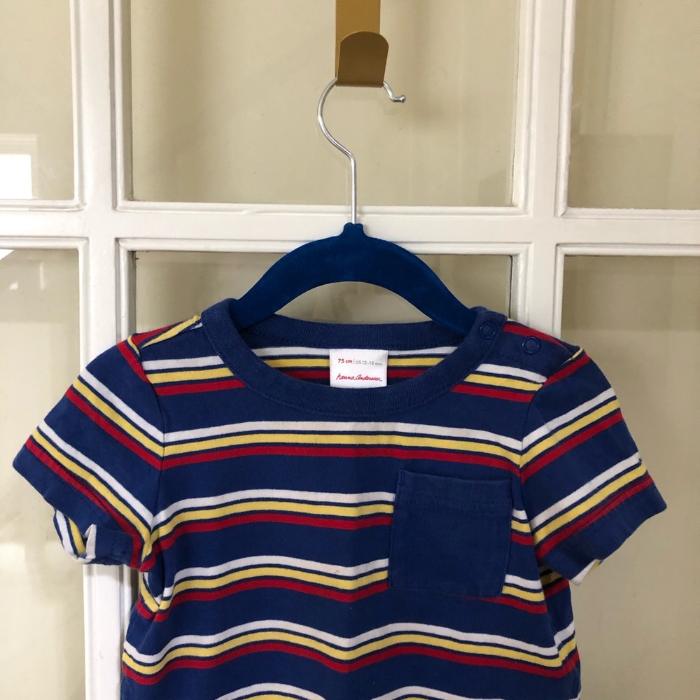 Hanna Andersson Romper Shorts UNI Blue 12-18M - Picture 3 of 8